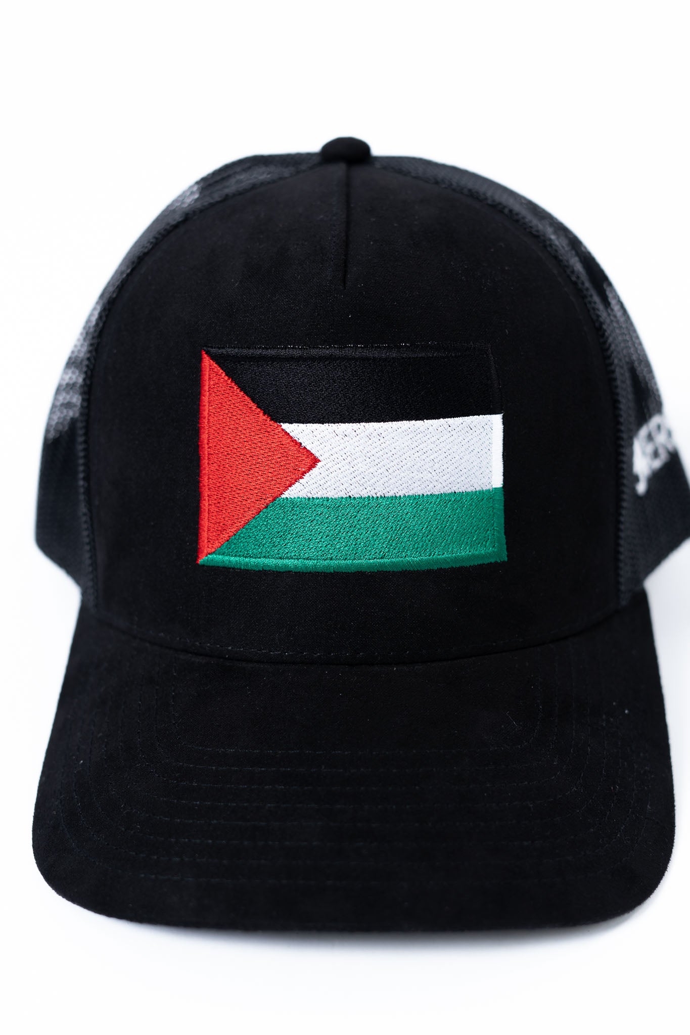 We Stand with Palestine – Zwarte suède/mesh Cap