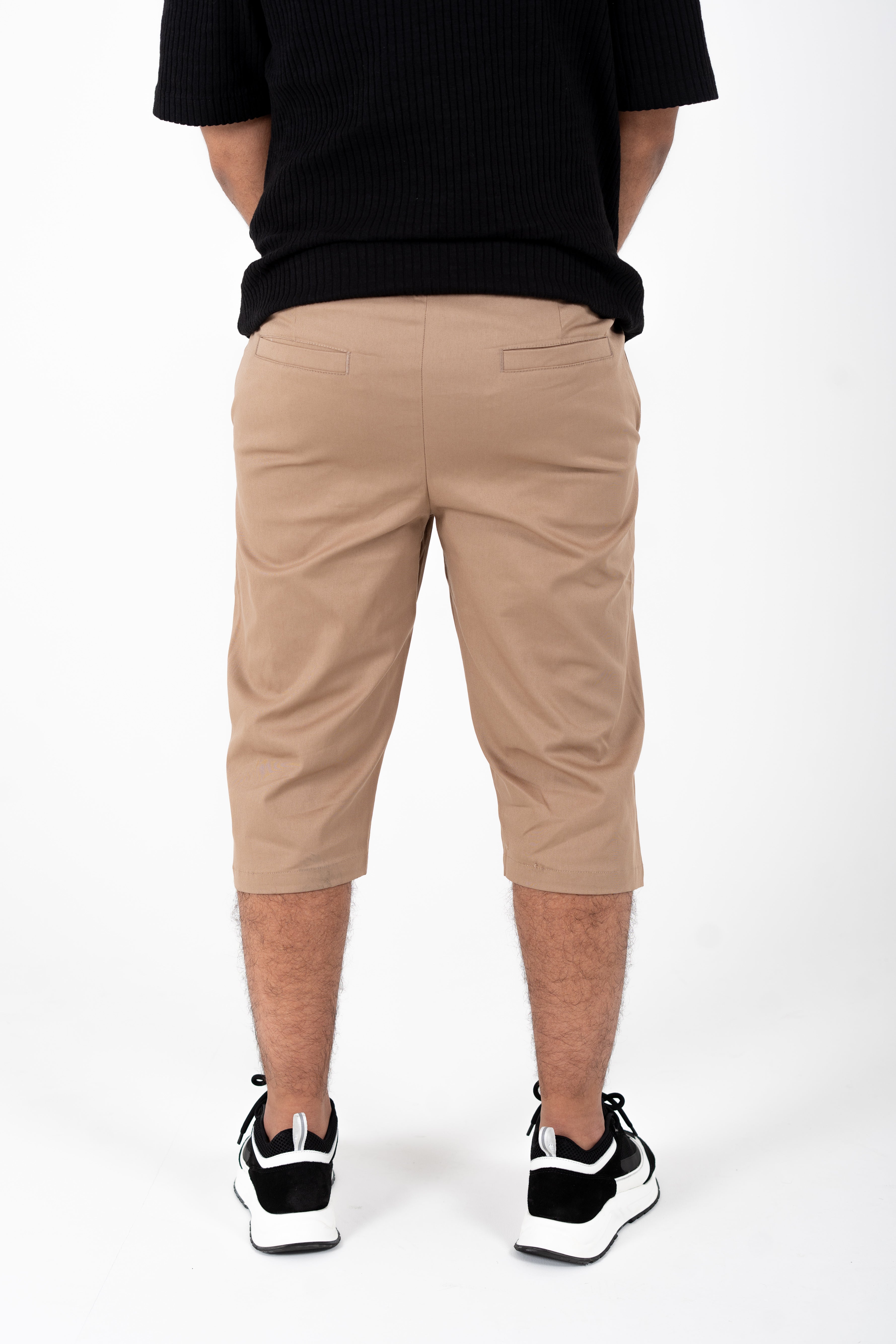 Back view of Chino Riviera Shorts with welt pockets and stitched hem