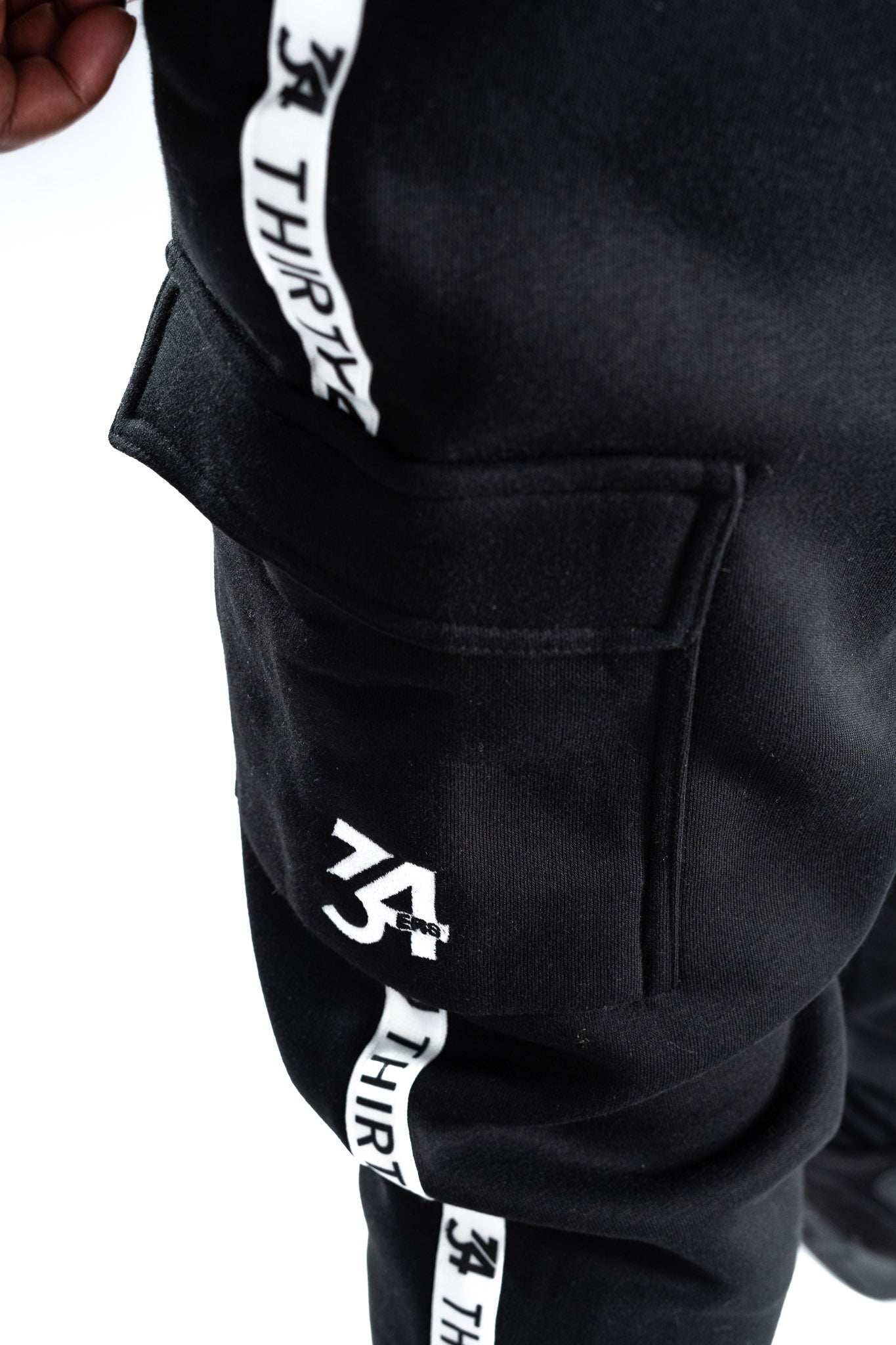 34ERS® White Taped Joggers - BLACK